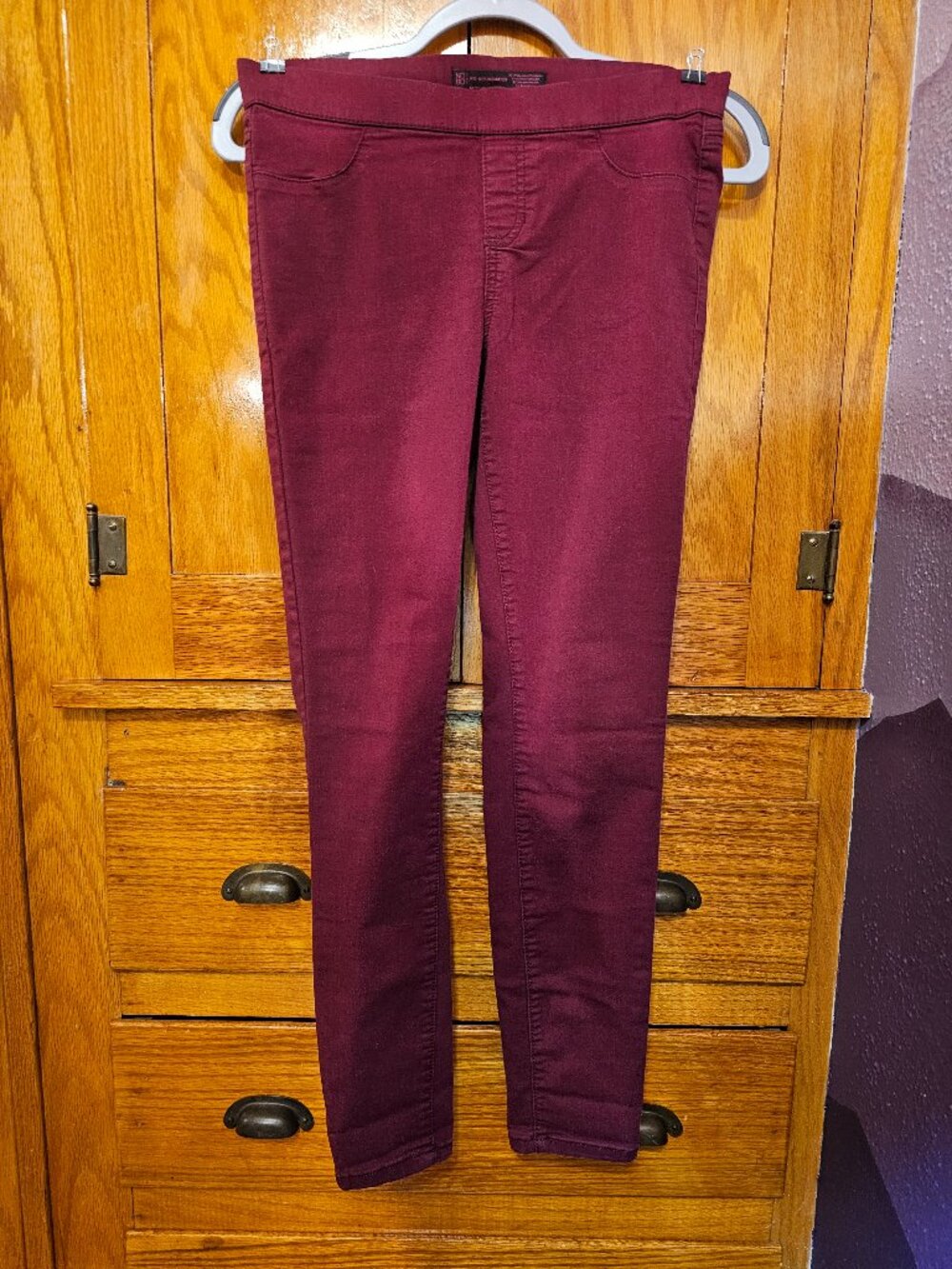 No Boundaries Burgundy Pull-On Jeggings Leggings Juniors Size M 7-9